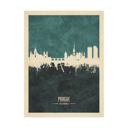 Michael Tompsett 'Prague (Praha) Czech Republic Skyline Teal' Canvas Art,18x24